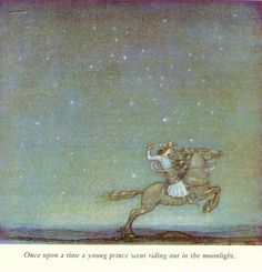 a man riding on the back of a horse under a sky full of stars poster