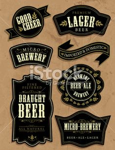 a set of beer labels and emblems stock photo, a picture of a set of beer