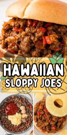 hawaiian sloppy joes recipe collage with images