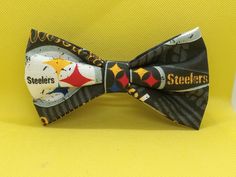 steelers cotton fabric neck adjustable bow tie with black outline fabric Clothing Items, Cotton Fabric, Fabric, Black