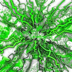 an abstract green and white design on a white background