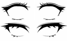 four different types of eyes with long lashes and eyelashes clippings on each side