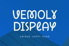 the words vemoly dispeey are written in white on a blue background