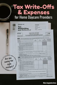 Tax form, text reads Tax write offs for Home Daycare Providers Daycare Payment Tracker, Daycare Tax Write Offs, Home Daycare Tax Deductions, Home Daycare Parent Board, I’m Home Daycare, Small Home Daycare Setup, Inhome Daycare, Daycare Paperwork