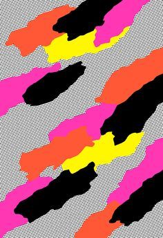 an abstract pattern with black and pink colors