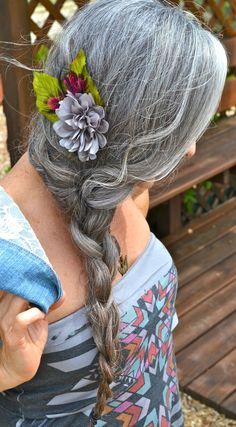 Long Silver Hair Older Women, Platted Hair, Grey Hair Don't Care, Going Grey, Gorgeous Gray Hair, Celebrating Women, Hair Silver