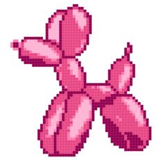 the pixel art is pink and it looks like an animal with its tail curled up