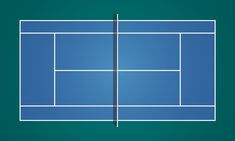 an image of a tennis court that is blue and has white lines on the side