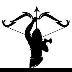 the silhouette of a person holding an arrow