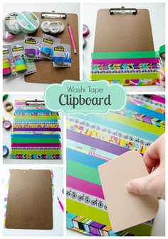 several images of different types of clipboards and tape on top of each other,