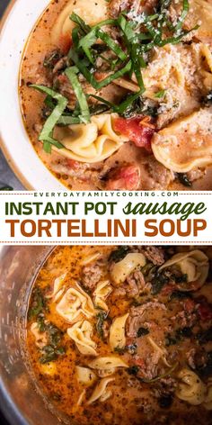 In the mood for some yummy comfort food? Have a bowl of this homemade soup for a cozy winter meal! This easy winter recipe is an Italian classic. Full of pasta, cream, and veggies, this Instant Pot Sausage Tortellini Soup is a hearty dinner recipe! Tortellini Soup Instant Pot, Instant Pot Tortellini Soup, Tortellini Soup With Italian Sausage, Italian Tortellini Soup, Instant Pot Tortellini, Instapot Soup Recipes, Soup With Italian Sausage, Italian Tortellini, Creamy Tortellini Soup