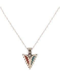 Silver Legends Women's Turquoise and Coral Arrowhead Necklace , Turquoise Cute Western Necklaces, Multicolor Nickel-free Sterling Silver Necklace, Nickel-free Multicolor Sterling Silver Necklace, Silver Adjustable Arrowhead Necklace, Silver Sterling Silver Arrowhead Necklace, Adjustable Silver Arrowhead Necklace, Southwestern Sterling Silver Necklace Perfect For Gifts, Red Southwestern Sterling Silver Necklace, Southwestern Sterling Silver Inlay Necklaces