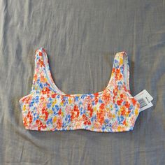 New With Tags. Smocked. Flowers Forever Print. Pullover. Removable Pads. Matching Bottoms Available Separately. . Multicolor Summer Tops For Pool, Multicolor Spring Tops For Pool, Swimsuit Inspo, Plaid Bikinis, Summer Bathing Suits, Wardrobe Makeover, Cute Bathing Suits, Reversible Bikinis, Summer Swim Suits