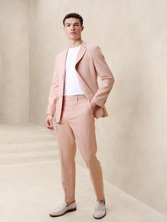 Peach Groomsmen Attire, Beach Wedding Mens Attire, Guest Wardrobe, Pink Suit Men, Wedding Guest Outfit Men, Suit Lining, Wedding Guest Suits, Groom Suits, Party Jacket