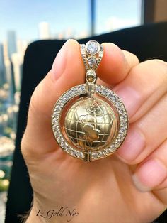 14K Solid Real Gold World Map Necklace -14K Real Gold CZ Diamond Spinning Globe Pendant Necklace - Gold Earth  Necklace - ONLY PENDANT - Material: 14K Real Gold - Finish: Polished - Condition: Brand New - Average Weight: 11.0 grams - Length: 1.60 inch  (40 MM) - Material: 14K Genuine Gold - Stone Material: Zirconia All our products will ship inside of an original box. Luxury 14k Stamped Cubic Zirconia Jewelry, Gold Pendant Jewelry With Diamond Accents, Luxury Gold Jewelry With Vvs Clarity, Dazzling Gold Jewelry With Vvs Clarity, Gold Pendant Jewelry Brilliant Cut, Gold Brilliant Cut Round Pendant Jewelry, Gold Brilliant Cut Pendant Jewelry, Gold Pendant Jewelry With Brilliant Cut, Gold Jewelry With Brilliant Cut And Round Shape