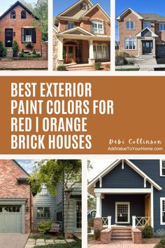 Orange Brick With Black Trim, Red Brick White Siding Makeover, Paint Colors For Orange Brick House, Orange Brick Paint Colors, Red Shutters Brick House, House With Red Brick Accent Exterior, Red Brick House Exterior Paint Colors, Trim Colors For Orange Brick House, Red Brick House White Shutters