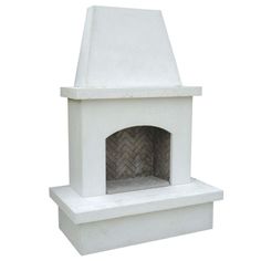 a white brick fireplace with a chevron pattern on the top and bottom part, against a white background