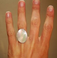 Boho Chic White Oval Mother of Pearl Ring in Sterling Silver Oval Mother Of Pearl Ring With Polished Finish, White Mother Of Pearl Rings, Silver Mother Of Pearl Ring For Gift, White Polished Mother Of Pearl Rings, Silver Shell-shaped Mother Of Pearl Jewelry, Mother Of Pearl Ring, White Stone Ring, Silver Mermaid, Mermaid Jewelry