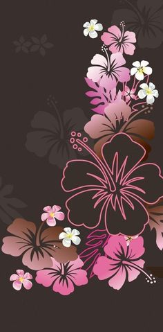 an abstract floral background with pink and white flowers on dark brown, black and pink colors