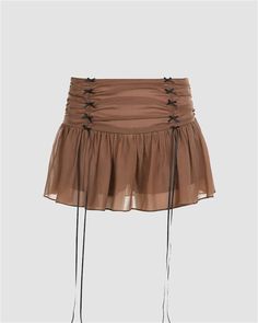 Details: Short skirt with strings designSkirt Length: ShortMaterials:95% Polyester + 5% Spandex