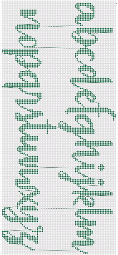 a cross stitch pattern with green letters and numbers