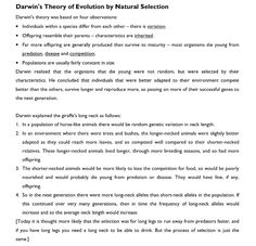 a text description for the theory of evolution by natural selection, which includes information on how to use it