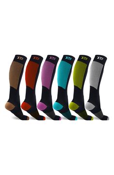 Knee-length compression socks are infused with copper to help draw blood flow and stimulate the production of key proteins to the leg and feet during exercise, helping to reduce swelling and fatigue. Pack of 6 Compression level: 15-20mmHg 94% polyester, 3% spandex and 3% copper Machine wash, tumble dry Imported Knee Length Socks, Reduce Swelling, Compression Socks, Casual Socks, Blood Flow, 6 Packs, Nordstrom Rack, Knee Length, Copper