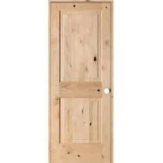 a wooden door with no glass on the top and bottom paneled in pine wood