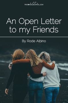 an open letter to my friends by roda abino book cover with three women hugging each other