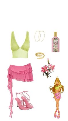 Outfits ♡  #kombinönerileri #kombin #fakestory #pinterestgirl #clothing #fashion #woman #mezuniyetkombini #düğünelbiseleri#selfcare #oldmoneystyle Light Green Outfit Ideas, Summer Clothes 2024, Beach Core Outfits, Tropical Core Outfit, Whimsical Outfit Ideas, Pink And Yellow Outfit, Summer Night Out Outfit, Summer Cosplay