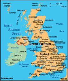 a map of great britain with all the major cities