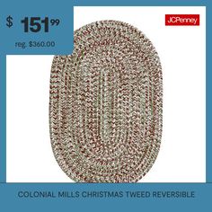 Oh, the weather outside is frightful, but these rugs are so delightful! A wonderful and warm braided Christmas tweed blend is sure to enhance any holiday decor. Showcase your holiday style indoors by accenting your kitchen space and entryways. Or showcase your holiday style outdoors on your porch and patio or under a Christmas display. Reversible for twice the wear.Features: Reversible, Fade Resistant, Mildew Resistant, Mold ResistantRug Make: BraidedRug Pad: RecommendedShape: OvalUse: Outdoor,… Porch And Patio, The Weather Outside Is Frightful, Weather Outside Is Frightful, Rug Green, Accent Rug, Holiday Style, Christmas Display, Porch Patio, Accent Rugs