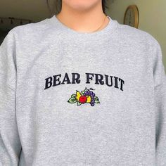 "*SIZES ARE UNISEX* -I'd suggest your usual size for a more fitted look, or sizing up for a more relaxed fit. *these sweatshirts are extra comfy when oversized 🍓 \"I am the vine, you are the branches. He who abides in Me, and I in him, bears much fruit; for without Me you can do nothing.\" John 15 * 50% cotton, 50% polyester * Pre-shrunk * Classic fit with no center crease * 1x1 athletic rib knit collar with spandex * Air-jet spun yarn with a soft feel and reduced pilling * Double-needle stitch Fall Streetwear Sweatshirt With Embroidered Text, Casual Sweater With Letter Embroidery, Relaxed Fit, Casual Sweater With Letter Embroidery In Relaxed Fit, Casual Everyday Sweatshirt With Letter Embroidery, Casual Sweatshirt With Embroidered Graphics, Casual Sweater With Embroidered Text And Relaxed Fit, Embroidered Text Sweatshirt For Fall, Fall Sweatshirt With Embroidered Text, Relaxed Fit Embroidered Sweatshirt For Everyday