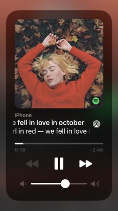 an mp3 player with the words i'm fall in love in october