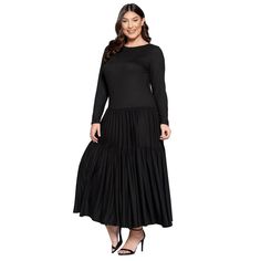 This long sleeve maxi dress features a graceful and flowing design with a tiered hem, creating an elegant and timeless look that is perfect for any semi-formal or casual occasion. Maxi Dress With Long Sleeves, Maxi Shift Dress, Ballet Dress, Dress With Long Sleeves, Mini Skater Dress, Sleeve Maxi Dress, Women Midi, Tiered Maxi Dress, Long Sleeve Maxi