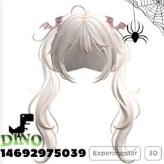 an anime character with long white hair and a spider on her head