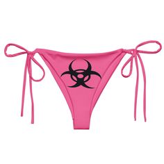 Check out our Biohazard Collection here: https://www.etsy.com/shop/GDSLabel?ref=seller-platform-mcnav&search_query=biohazard Complete your daring look with our Biohazard String Bikini Bottom, a perfect match for those who dare to defy the ordinary. With its striking rose pink and black color combination and iconic biohazard symbol, this bikini bottom encapsulates a blend of Y2K vibes and gothic glamour. Whether you're gearing up for a rave, lounging by the pool, or hitting the beach, this piece Y2k Zombie, Biohazard Symbol, Gothic Glamour, Black Color Combination, Adidas Shoes Women, Black Y2k, Y2k Vibes, Quince Dresses, Beach Travel