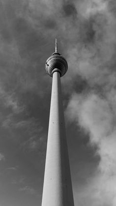 black and white photograph of the berlin tv tower