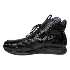 Mauri Hi-top All-Over Alligator Lace Up Sneakers 8611Skin: Alligator BodyStyle: Hi-top, Lace UpColor: Black White Leather Dress, Patent Leather Dress, Black Leather Oxfords, Shoes Unique, Footwear For Men, Oxford Sneakers, Black Oxfords, Dress Loafers, Lace Up Combat Boots