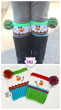 crocheted snowman mitts with free pattern