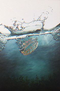 the water is very clear and blue with bubbles