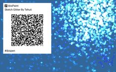 a blue background with white dots and a qr code