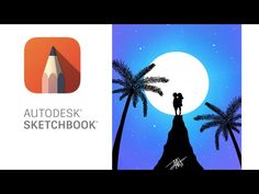 the logo for autodesk sketchbook with two people standing on top of a mountain