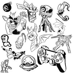 an image of cartoon characters with video game controllers