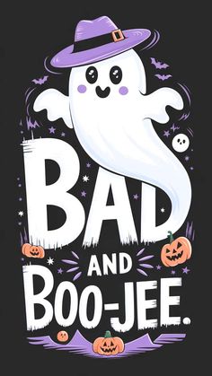 a halloween t - shirt with the words bad and boo - jee on it