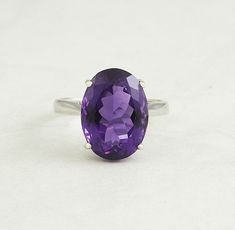 8.00 Carat Natural Amethyst 14k Solid White Gold Ring by JulLuxJewelry on Etsy Gold Ring Price, Sterling Silver Opal Ring, Silver Opal Ring, Morganite Diamond, Fire Opal Ring, Solid Gold Ring, Etsy Gold Ring, Amethyst Gem, Black Onyx Ring