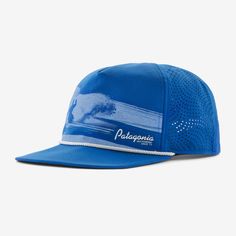 a blue cap with the words patagonia on it and an image of a horse