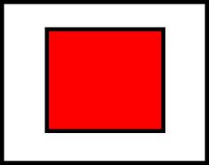 a black and white square with a red rectangle