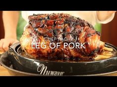 a large piece of pork sitting on top of a pan