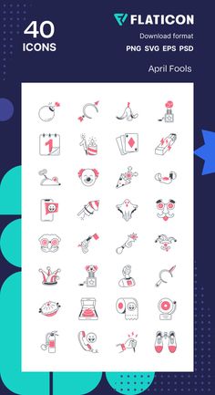 the flat icon pack includes 40 different icons